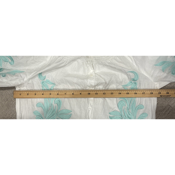 Sundance Sz S Embroidered Blouse Long Sleeve White Peasant Button Travel Aqua - Picture 6 of 9